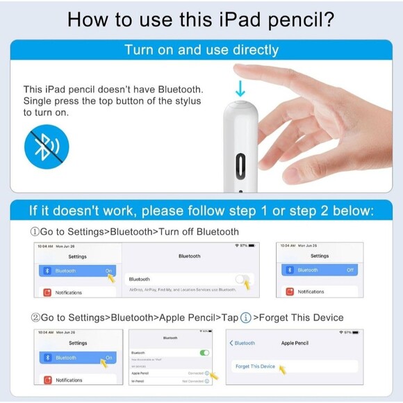 Pencil for Apple Ipad 9Th&10Th Generation, 13 Mins Fast Charge Stylus Pen, Palm - Picture 10 of 12